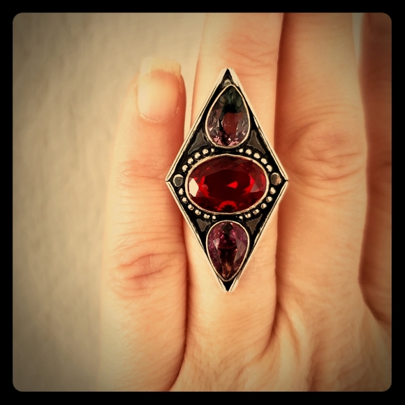 New Garnet and Bi-Color Tourmaline 925 Silver Ring. - Picture 2 of 12